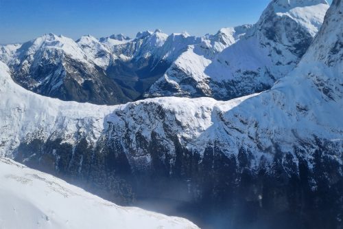 The head of the Clinton Valley and McKinnon Pass covered in snow